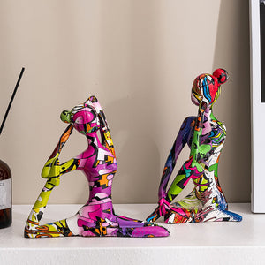 Painted Figure Figurines Modern Home Decoration Resin Sculpture Aesthetic Living Room Ornaments Desk Accessories Indoor Statue acacuss