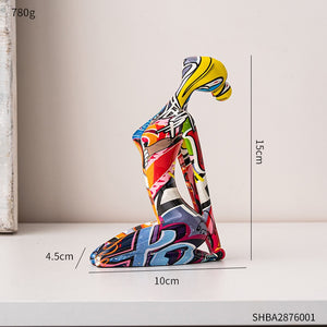 Painted Figure Figurines Modern Home Decoration Resin Sculpture Aesthetic Living Room Ornaments Desk Accessories Indoor Statue acacuss
