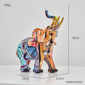 Painting Art Elephant Sculptures & Figurines Modern Decoration Home Resin Animal Statue Nordic Living Room Nordic Interior Decor acacuss
