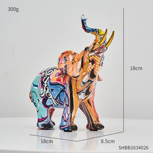Painting Art Elephant Sculptures & Figurines Modern Decoration Home Resin Animal Statue Nordic Living Room Nordic Interior Decor acacuss