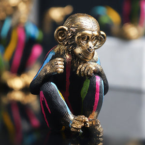 Painting Resin Monkey Figurine Animal Statue Modern Art Zen Home Living Room Bookshelf Office Desk Decoration Accessories acacuss