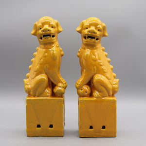Pair of foo dogs, Fu dogs, Buddha dogs, Chinese guardian lions, Ceramic sculpture, Home decoration acacuss