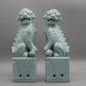 Pair of foo dogs, Fu dogs, Buddha dogs, Chinese guardian lions, Ceramic sculpture, Home decoration acacuss