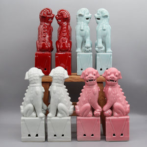 Pair of foo dogs, Fu dogs, Buddha dogs, Chinese guardian lions, Ceramic sculpture, Home decoration acacuss