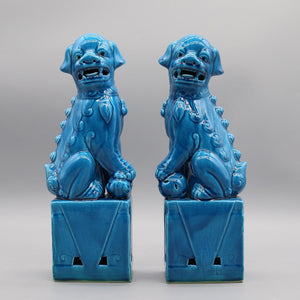 Pair of foo dogs, Fu dogs, Buddha dogs, Chinese guardian lions, Ceramic sculpture, Home decoration acacuss