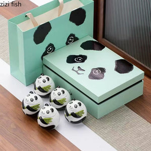 Panda Ceramic Tea Tin Sealed Tank Tea Box 5-piece Set Gift Box Storage Tank Candy Jar Tea Container Tea Organizer Tea Caddy acacuss