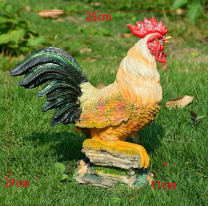 Pastoral Simulation Rooster Hen Resin Ornaments Outdoor Garden Balcony Accessories Crafts Park Courtyard Lawn Sculpture Decor acacuss