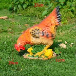 Pastoral Simulation Rooster Hen Resin Ornaments Outdoor Garden Balcony Accessories Crafts Park Courtyard Lawn Sculpture Decor acacuss