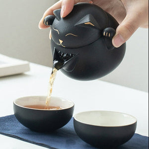 Portable LUCKY CAT mug Tea Set - acacuss