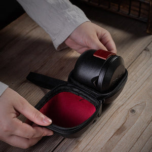 Portable TEA SET teapot with two Tea Cups and Travel Bag - acacuss