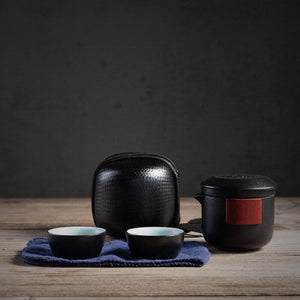 Portable TEA SET teapot with two Tea Cups and Travel Bag - acacuss