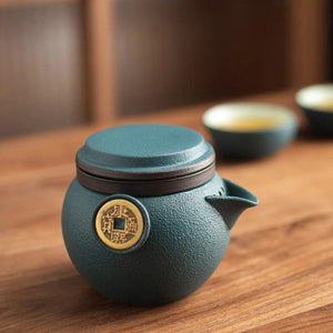 ACACUSS Complete Travel Kung Fu Tea Set Small Tea Tray Set I Ceramic Portable Travel Tea Set Outdoor Kung Fu Tea I Japanese Ceramic Tea Cup - ACACUSS