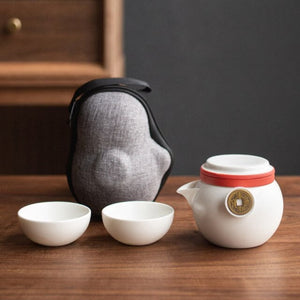 ACACUSS Complete Travel Kung Fu Tea Set Small Tea Tray Set I Ceramic Portable Travel Tea Set Outdoor Kung Fu Tea I Japanese Ceramic Tea Cup - ACACUSS