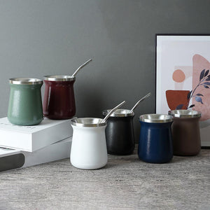 Practical Mate Cup Stainless Steel Tea Cup with Straw Anti-rust Portable Drinking Mate Cup Drinking Water acacuss