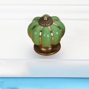 Pumpkin Gold Ceramic Handles Drawer Knobs Single Hole Cupboard Handles Cabinet Pulls Kitchen Accessories Handles Furniture acacuss