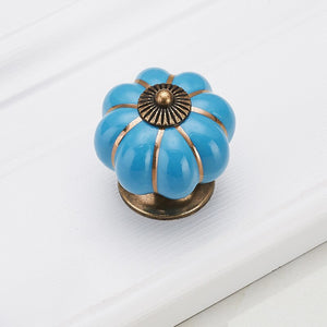 Pumpkin Gold Ceramic Handles Drawer Knobs Single Hole Cupboard Handles Cabinet Pulls Kitchen Accessories Handles Furniture acacuss