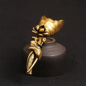 Pure Brass Lotus Leaf Teaspoon - ACACUSS