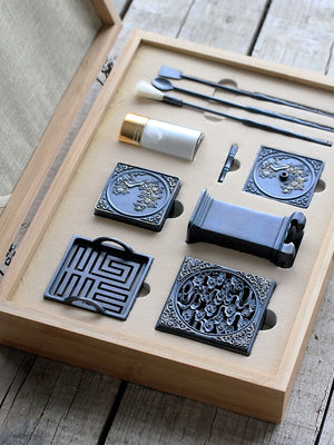 Pure Copper Burning Blue Incense Set Utensils Entry Xiangyun Incense Burner Advanced Incense Seal Tool Incense Powder Incense acacuss