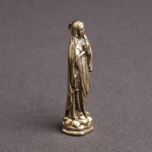 Pure Copper Vintage Blessed Virgin Mary Figurines Key Chains Pendants Brass Holy Mother Religion Faith Buddha Keyrings Hangings acacuss