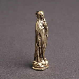 Pure Copper Vintage Blessed Virgin Mary Figurines Key Chains Pendants Brass Holy Mother Religion Faith Buddha Keyrings Hangings acacuss