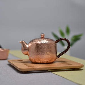 Pure red copper hand-made tea pot thickened antique small copper pot Kung Fu Tea Set tea pot tea maker acacuss