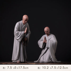 Purple Sand Zen Little Monk Buddhist Shami Meditation Sculpture Ceramic Figurines Tearoom Desktop Decoration Accessories Gift acacuss