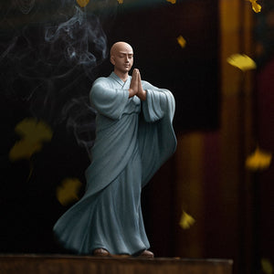 Purple Sand Zen Little Monk Buddhist Shami Meditation Sculpture Ceramic Figurines Tearoom Desktop Decoration Accessories Gift acacuss