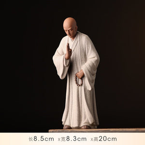 Purple Sand Zen Little Monk Buddhist Shami Meditation Sculpture Ceramic Figurines Tearoom Desktop Decoration Accessories Gift acacuss