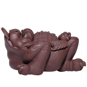 Purplue Sand Tea Pet Decoration Large Handmade Golden Toad Boutique Tea Ceremony Tea Carve acacuss