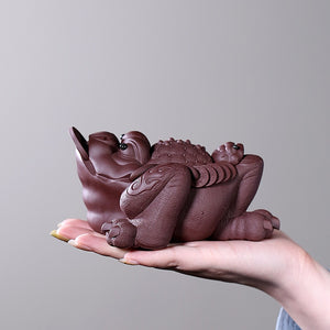 Purplue Sand Tea Pet Decoration Large Handmade Golden Toad Boutique Tea Ceremony Tea Carve acacuss