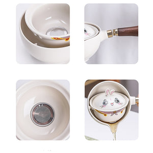 Rabbit Chinese Kung Fu Tea set Travel Tea set Ceramic Portable Tea set Teapot Tea Maker Infuser Teacup Cup for Tea acacuss