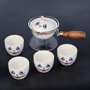 Rabbit Chinese Kung Fu Tea set Travel Tea set Ceramic Portable Tea set Teapot Tea Maker Infuser Teacup Cup for Tea acacuss