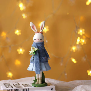 2023 Rabbit Easter Decoration Cute Bunny Figurine Resin Crafts Living Room Desktop Ornament Rabbit Statue Easter Decor for Home acacuss