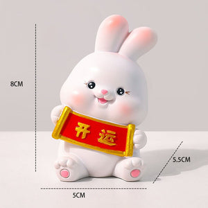2023 Rabbit ornament Chinese New Year Kawaii Desktop Ornament Creative Resin Cake Decoration Children's Rabbit Zodiac Gift Give acacuss