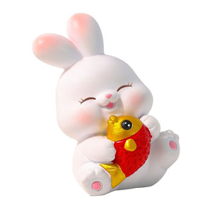2023 Rabbit ornament Chinese New Year Kawaii Desktop Ornament Creative Resin Cake Decoration Children's Rabbit Zodiac Gift Give acacuss