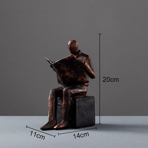 Reader Sculpture Book Stand Bookend Abstract Character Resins Statue Desk Decoration Figures Statuette Nordic Home Decor acacuss
