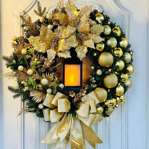 Red Christmas Wreath for Front Door Gold Window Wall Door Christmas Decorations 2023 Garland Ornament Guirnalda Navidad acacuss