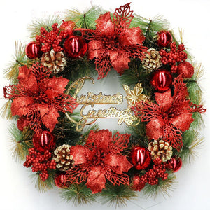 Red Christmas Wreath for Front Door Gold Window Wall Door Christmas Decorations 2023 Garland Ornament Guirnalda Navidad acacuss