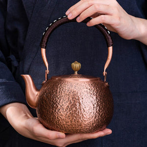 Red Copper Teapot Chinese Tea Ceremony Handmade Pure Tea Kung Fu Tea Copper Teawear Retro Keep In Good Health Tea Kettle acacuss