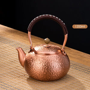 Red Copper Teapot Chinese Tea Ceremony Handmade Pure Tea Kung Fu Tea Copper Teawear Retro Keep In Good Health Tea Kettle acacuss
