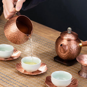 Red Copper Teapot Chinese Tea Ceremony Handmade Pure Tea Kung Fu Tea Copper Teawear Retro Keep In Good Health Tea Kettle acacuss