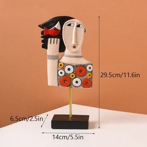 Resin Abstract Face Art Ornament Exotic Figure Statues Home Living Room Office Tabletop Decorative Figurines Interior acacuss