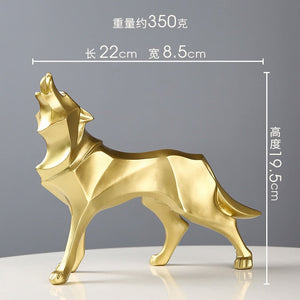 Resin Abstract Wolf Statue Nordic Geometric Animal Figurines Wolf Sculpture Crafts Home Office Shelf Desk Decoration Ornaments acacuss