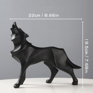 Resin Abstract Wolf Statue Nordic Geometric Animal Figurines Wolf Sculpture Crafts Home Office Shelf Desk Decoration Ornaments acacuss