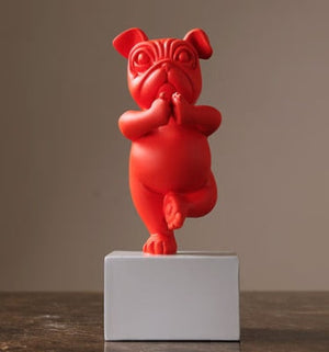 Resin Abstract Yoga Bulldog Dog Figurine Statuette Sculpture Animal Statue Desktop Craft Home Living Room Ornaments Decoration acacuss
