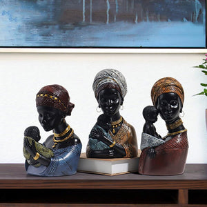 Resin African Exotic Black Mother And Child Statues Retro Figurines for Interior Mother's Day Gift Home Decorations acacuss