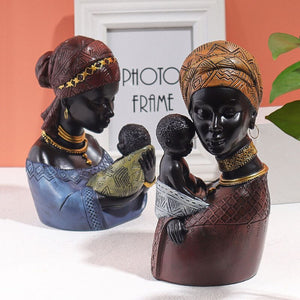 Resin African Exotic Black Mother And Child Statues Retro Figurines for Interior Mother's Day Gift Home Decorations acacuss