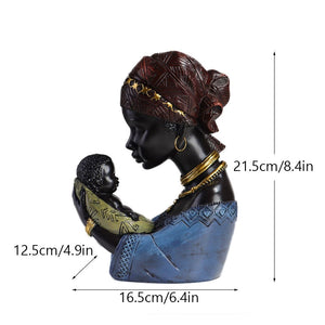 Resin African Exotic Black Mother And Child Statues Retro Figurines for Interior Mother's Day Gift Home Decorations acacuss