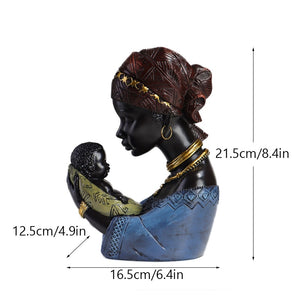 Resin African Exotic Black Mother And Child Statues Retro Figurines for Interior Mother's Day Gift Home Decorations acacuss