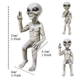Resin Alien Statue Alien UFO Sculpture Figurine Outdoor Home Garden Decor Halloween Ornaments Yard Decoration Outdoor Miniatures acacuss